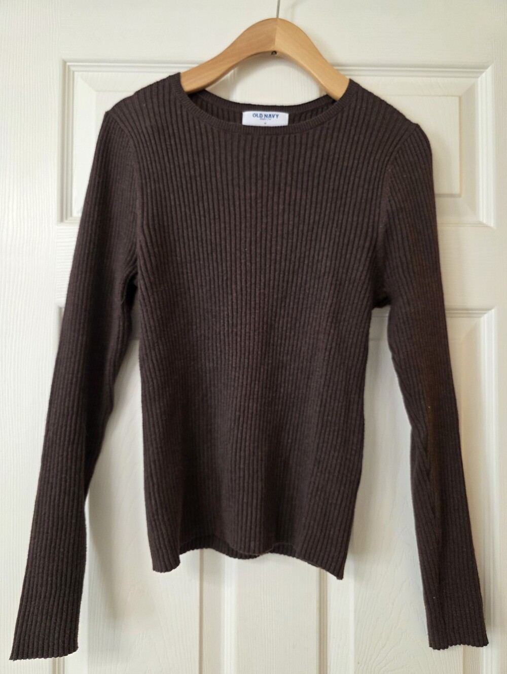 Old Navy Brown Ribbed Long Sleeve Crewneck Top